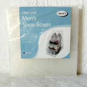 Whitmor Clear Vue Men's Shoe Boxes Set of 3 Stackable Boxes to Protect Shoes